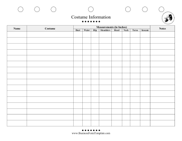 Costume Information Sheet