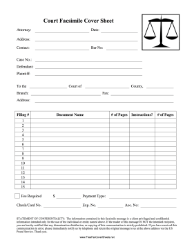 Court fax cover sheet