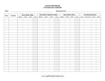 Court Reporter Attendance Ledger