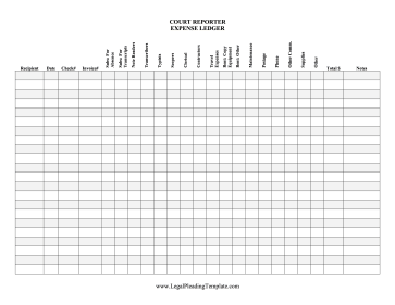 Court Reporter Expense Ledger