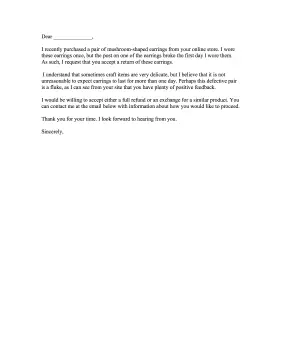 Craft Seller Complaint Letter