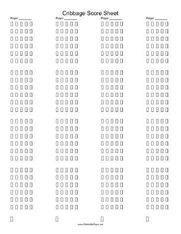 Printable Cribbage Score Sheet