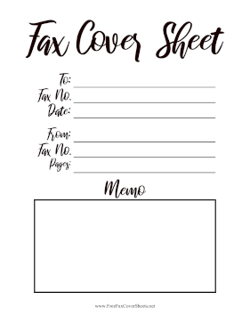 Cursive Large Print fax cover sheet