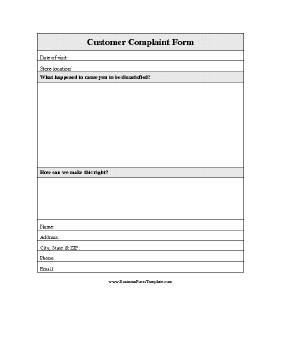 Customer Complaint Form