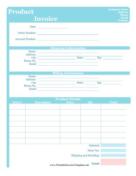 Cute Product Invoice Template