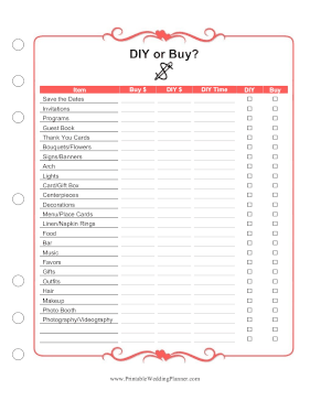 DIY Or Buy Checklist