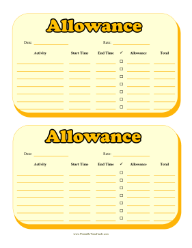 Daily Allowance Time Card