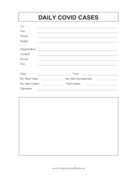 Daily Covid Cases fax cover sheet