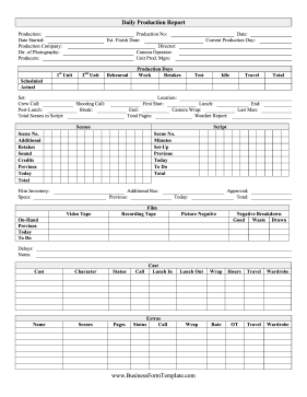 Daily Film Production Report