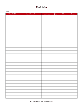 Daily Food Sales Log