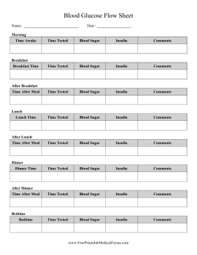 Daily Glucose Flow Sheet