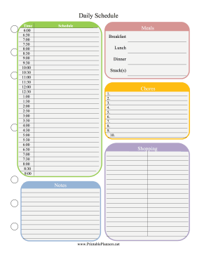 Daily Schedule Colored