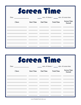 Daily Screen Time Card