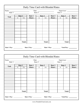 Daily Time Card 3 Blended Rates