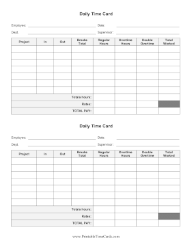 Daily Time Card Double Overtime