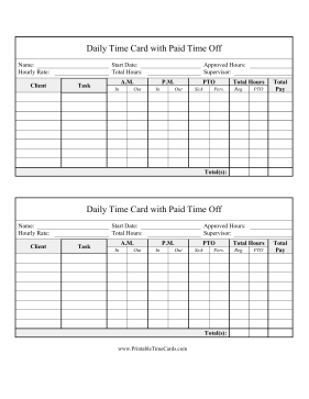 Daily Time Card PTO