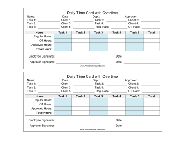 Daily Time Card With Overtime