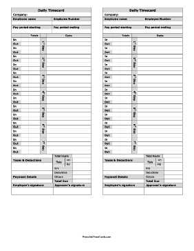 Daily Time Card