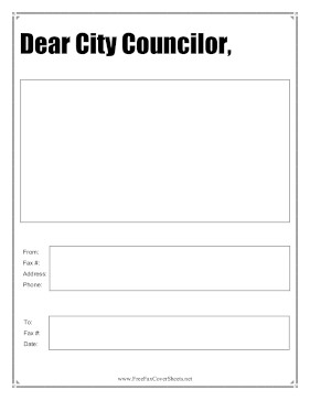 Dear City Councilor fax cover sheet