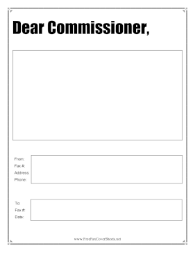 Dear Commissioner fax cover sheet