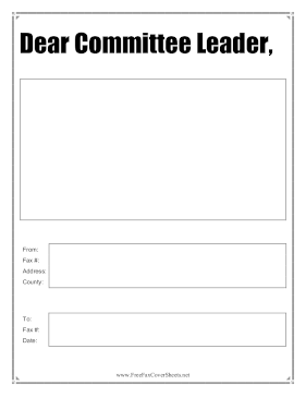 Dear Committee Leader fax cover sheet