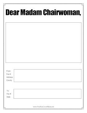 Dear Madam Chairwoman fax cover sheet