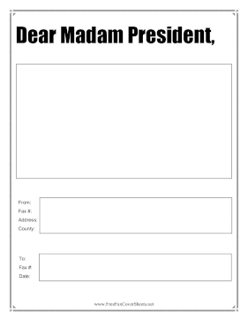 Dear Madam President fax cover sheet