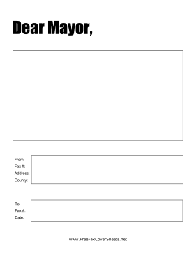 Dear Mayor fax cover sheet