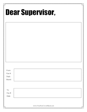 Dear Supervisor fax cover sheet