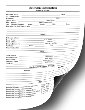 Defendant Information Form