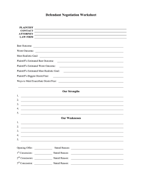 Defendant Negotiation Worksheet