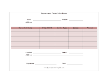 Dependent Care Claim Form