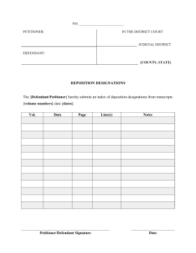 Deposition Designations Index