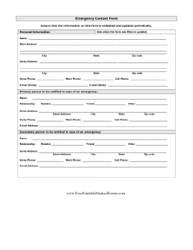 Detailed Emergency Contact Form