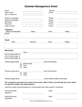 Diabetes Management Sheet