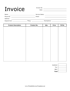 Direct Deposit Invoice Template