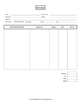 Direct Sales Invoice Template