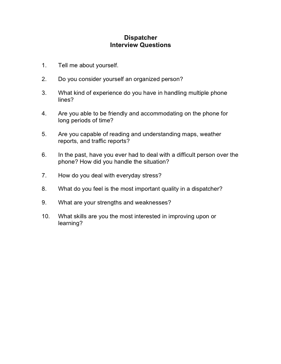 Dispatcher Interview Questions