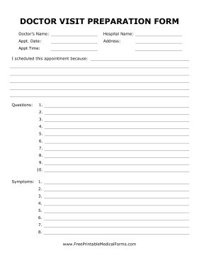 Doctor Visit Preparation Sheet