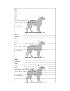 Dog Adoption 3x5 Cage Card