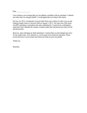 Double Payment Complaint Letter