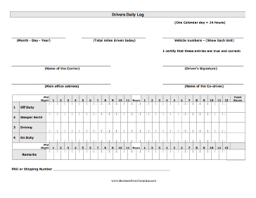 Drivers Daily Log