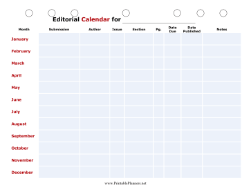 Editorial Calendar