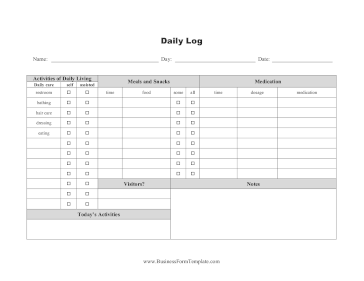 Elder Care Daily Log