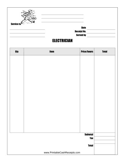 Electrician Receipt