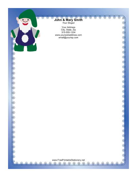 Elf with Blue Border stationery design