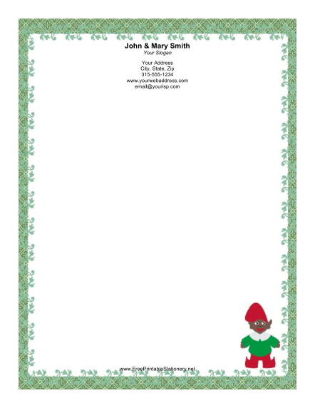 Elf with Green Border  stationery design