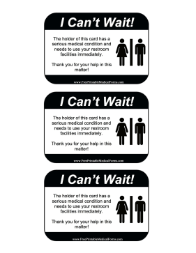 Emergency Bathroom Card