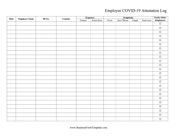 Employee Covid Attestation Log