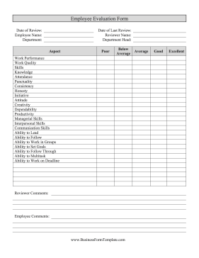 Employee Evaluation Form